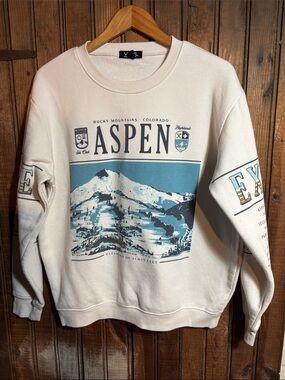 Aspen Graphic Crewneck Sweatshirt - Cream/Blue
